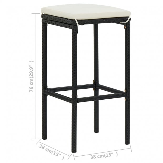 Bar Stools With Cushions 4 Pcs Black Poly Rattan Image 8