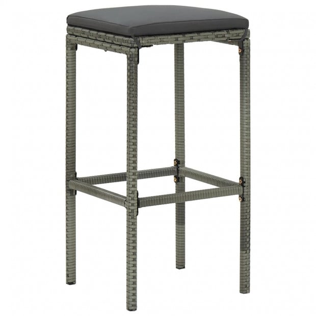 Bar Stools With Cushions 4 Pcs Grey Poly Rattan Image 2