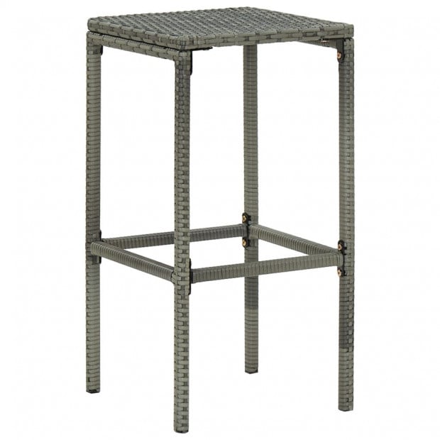 Bar Stools With Cushions 4 Pcs Grey Poly Rattan Image 3