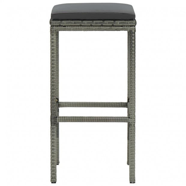 Bar Stools With Cushions 4 Pcs Grey Poly Rattan Image 4