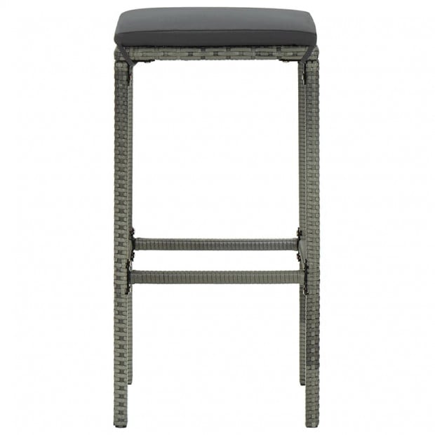 Bar Stools With Cushions 4 Pcs Grey Poly Rattan Image 5