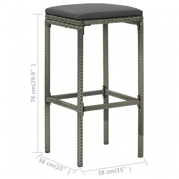 Bar Stools With Cushions 4 Pcs Grey Poly Rattan Image 8
