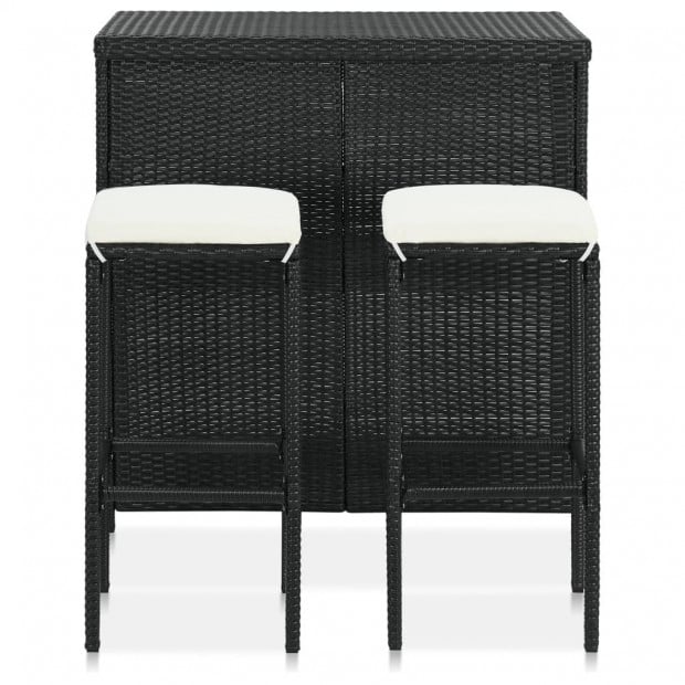 3 Piece Bar Set Poly Rattan Black Image 3