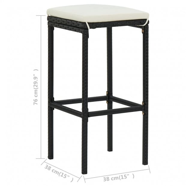 3 Piece Bar Set Poly Rattan Black Image 9