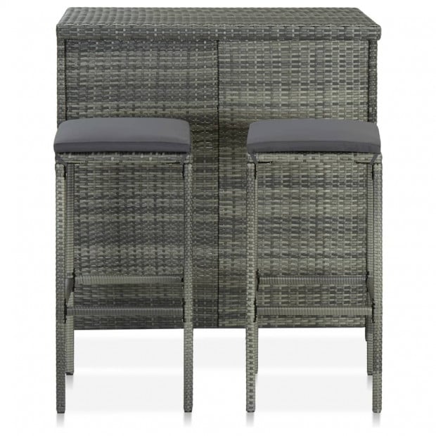 3 Piece Bar Set Poly Rattan Grey Image 3
