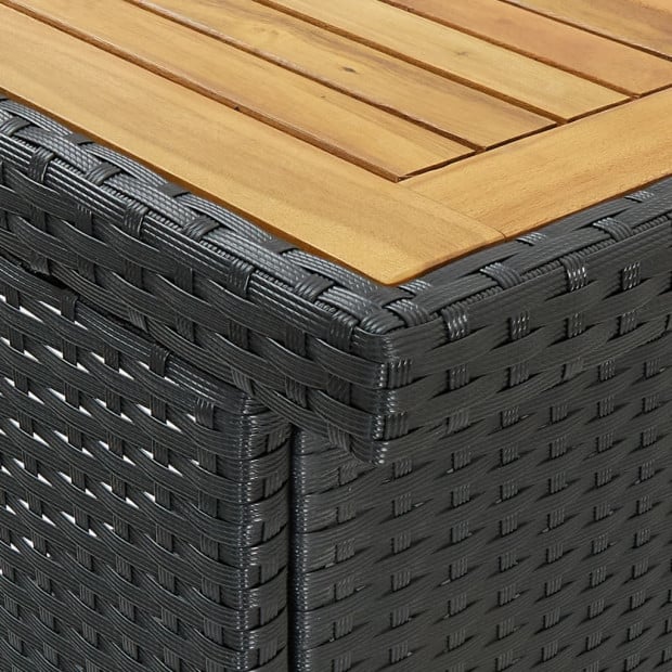 3 Piece Bar Set Poly Rattan Black - Solid Acacia Wood with Oil Finish Image 2