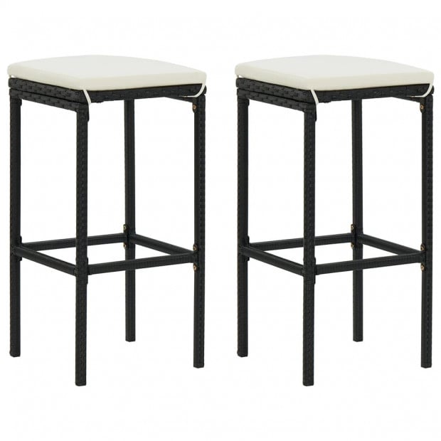 3 Piece Bar Set Poly Rattan Black - Solid Acacia Wood with Oil Finish Image 7