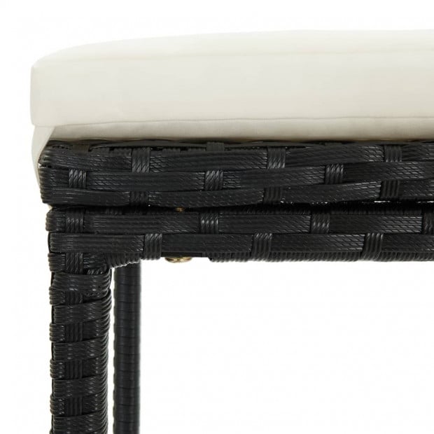 3 Piece Bar Set Poly Rattan Black - Solid Acacia Wood with Oil Finish Image 9