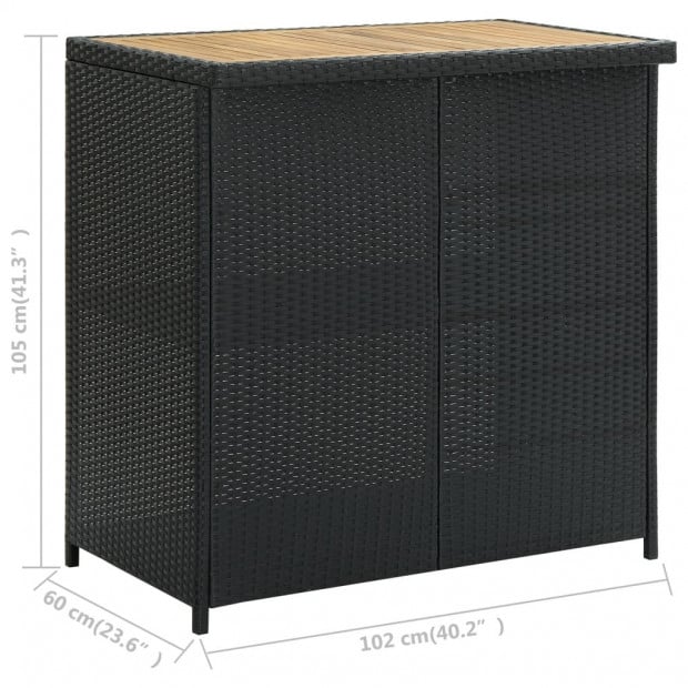 3 Piece Bar Set Poly Rattan Black - Solid Acacia Wood with Oil Finish Image 10