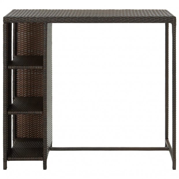 Bar Table With Storage Rack Brown 120x60x110 Cm Poly Rattan Image 3