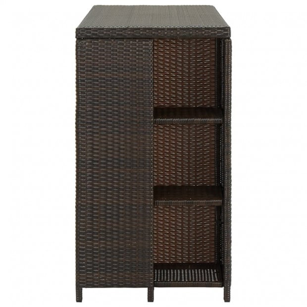 Bar Table With Storage Rack Brown 120x60x110 Cm Poly Rattan Image 4