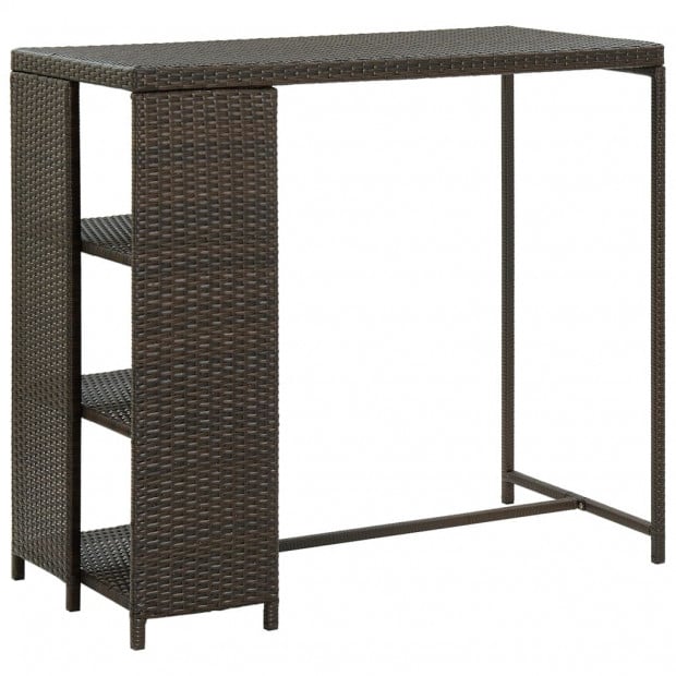 Bar Table With Storage Rack Brown 120x60x110 Cm Poly Rattan Image 5