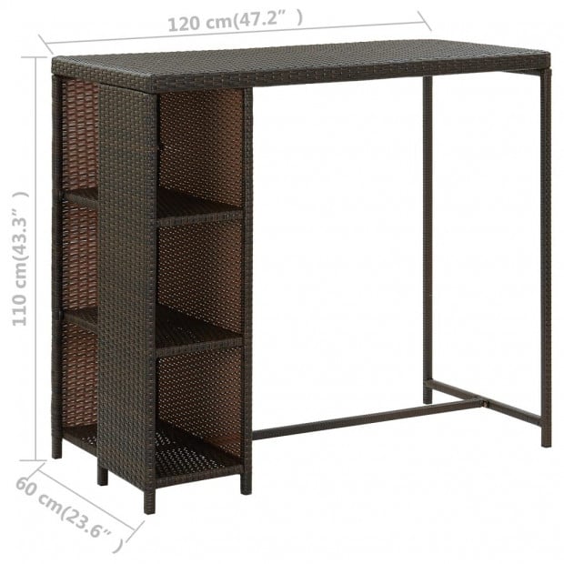 Bar Table With Storage Rack Brown 120x60x110 Cm Poly Rattan Image 7