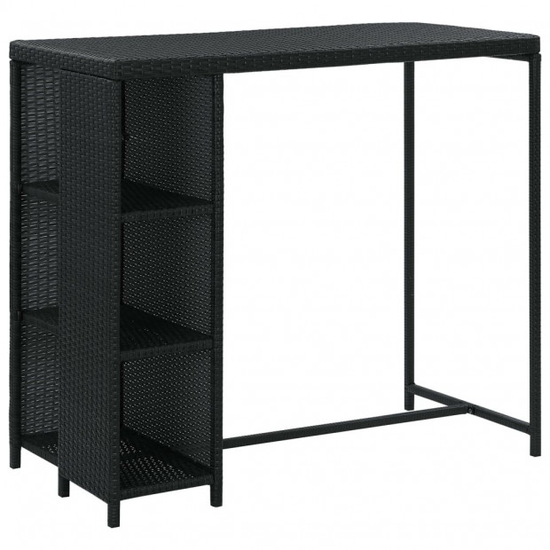 Bar Table With Storage Rack 120x60x110 Cm Poly Rattan Black