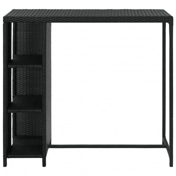 Bar Table With Storage Rack 120x60x110 Cm Poly Rattan Black Image 3