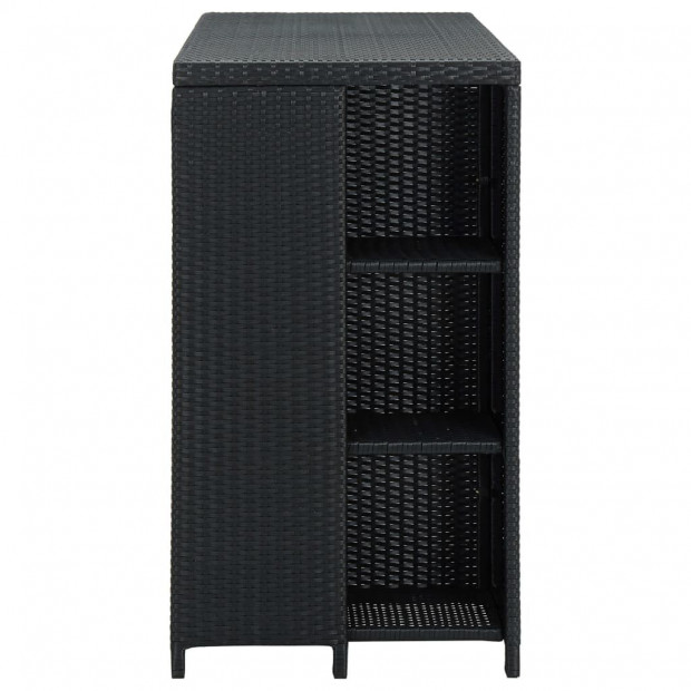 Bar Table With Storage Rack 120x60x110 Cm Poly Rattan Black Image 4