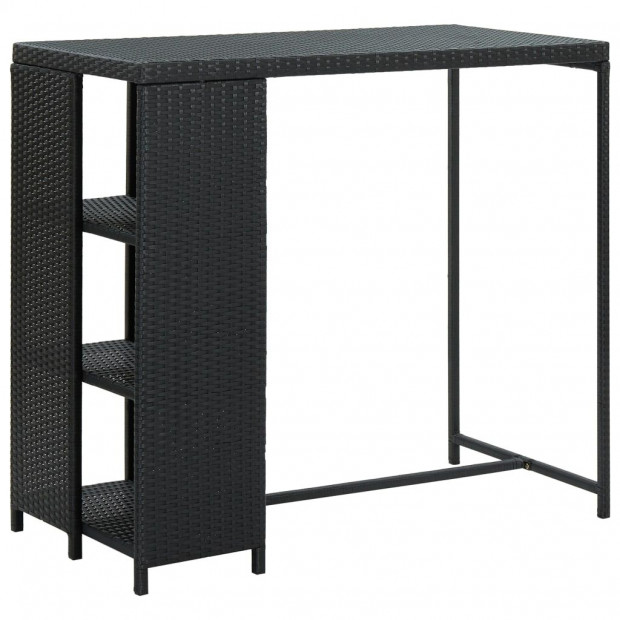 Bar Table With Storage Rack 120x60x110 Cm Poly Rattan Black Image 5