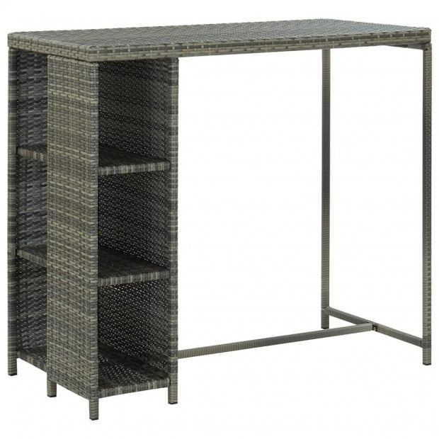 Bar Table With Storage Rack Grey 120x60x110 Cm Poly Rattan