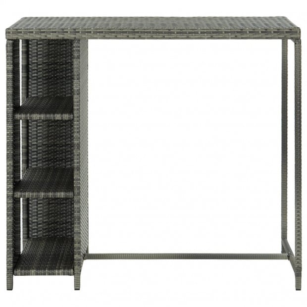 Bar Table With Storage Rack Grey 120x60x110 Cm Poly Rattan Image 3