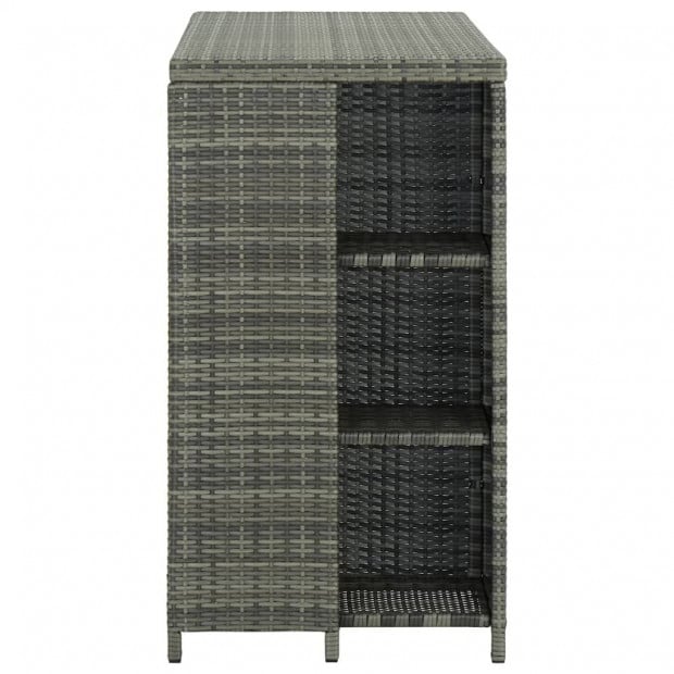 Bar Table With Storage Rack Grey 120x60x110 Cm Poly Rattan Image 4