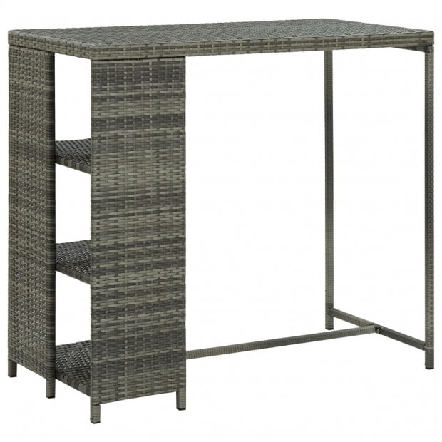 Bar Table With Storage Rack Grey 120x60x110 Cm Poly Rattan Image 5