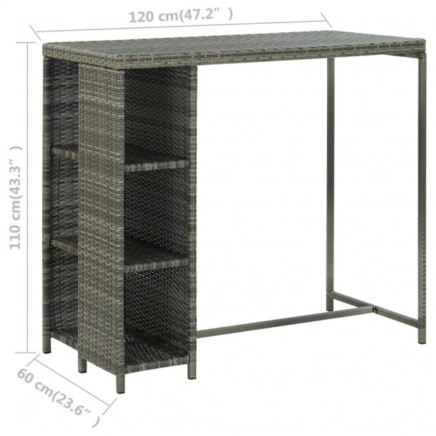 Bar Table With Storage Rack Grey 120x60x110 Cm Poly Rattan Image 7