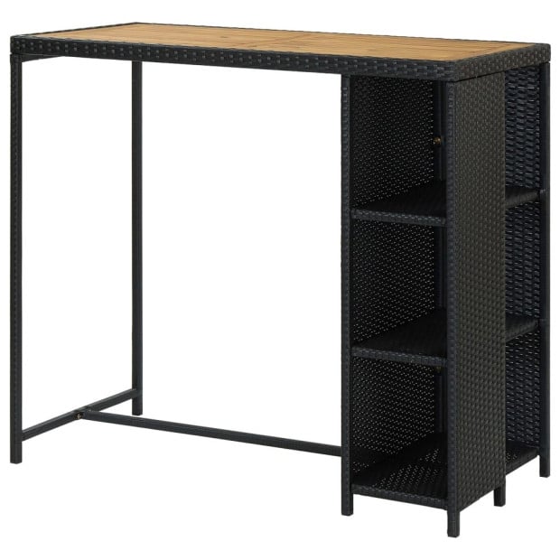 Outdoor Bar Table with Storage – Rattan, Black Image 5