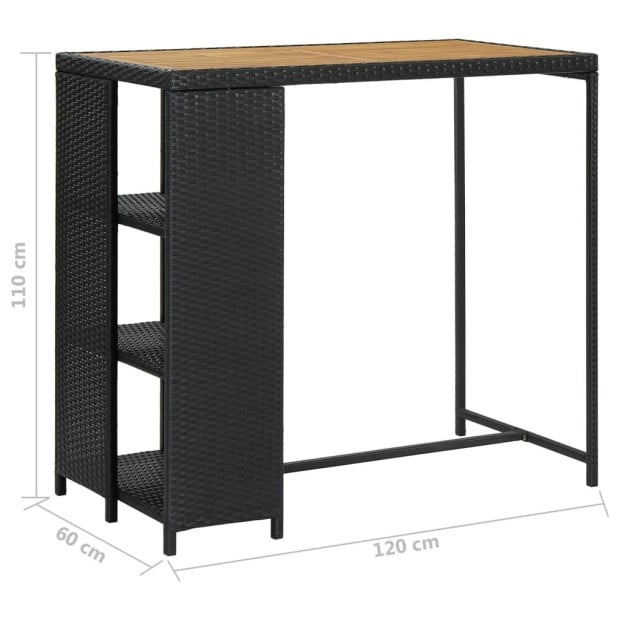 Outdoor Bar Table with Storage – Rattan, Black Image 7