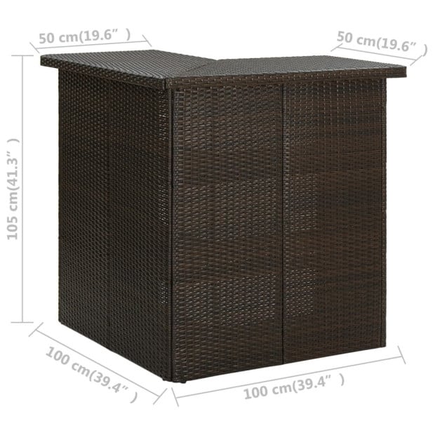 Corner Bar Table Brown 100x50x105 Cm Poly Rattan Image 7