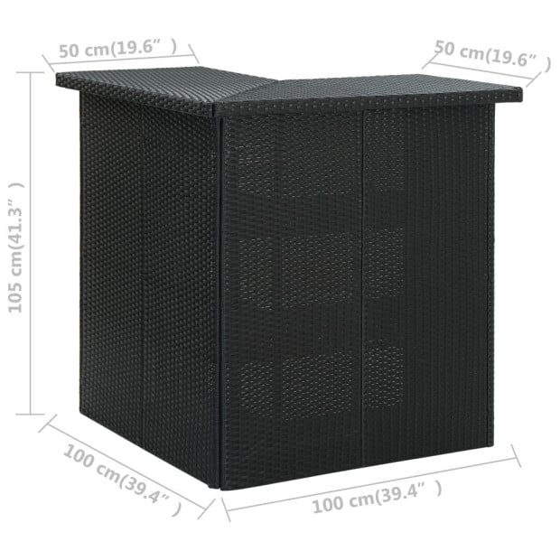 Corner Bar Table Black 100x50x105 Cm Poly Rattan Image 7