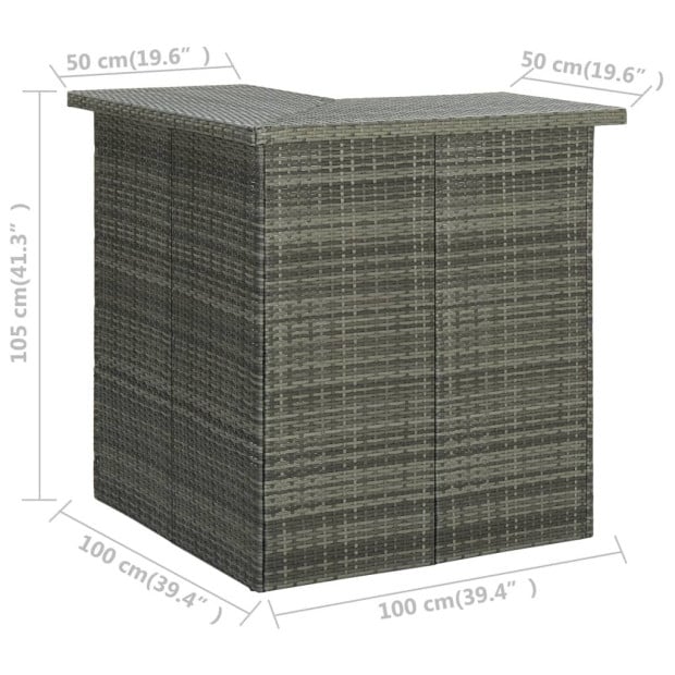 Corner Bar Table Grey 100x50x105 Cm Poly Rattan Image 7