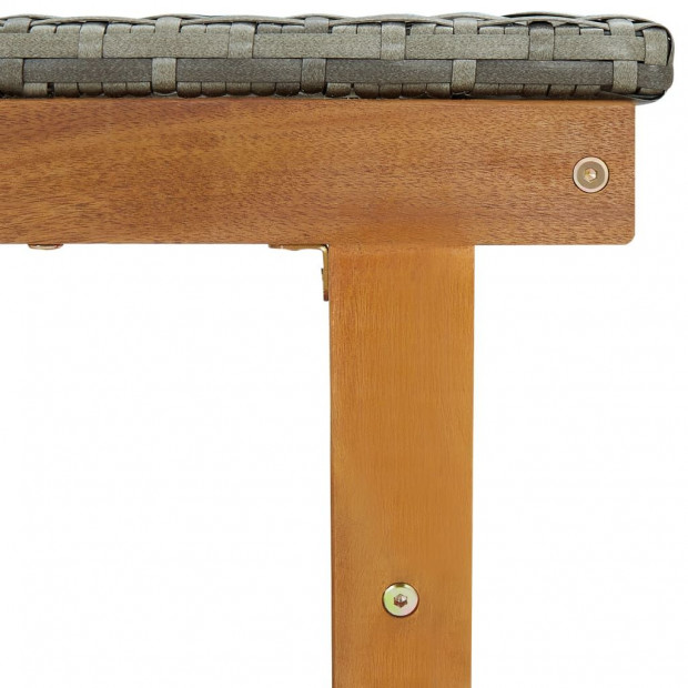 Sun Lounger Poly Rattan And Solid Acacia Wood Grey Image 6