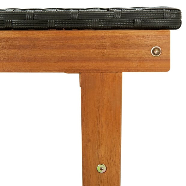 Sun Lounger Poly Rattan And Solid Acacia Wood Black Image 6