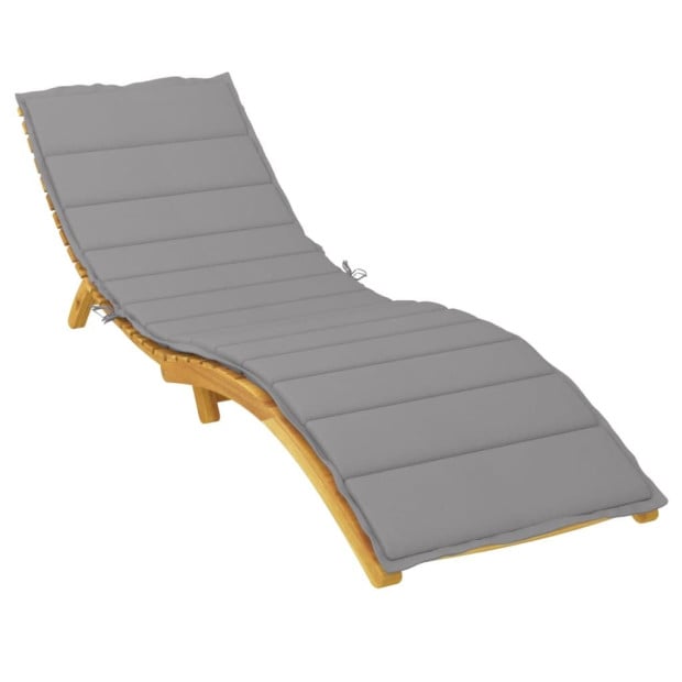 Sun Lounger Cushion Grey 200x60x3 Cm Fabric Image 2