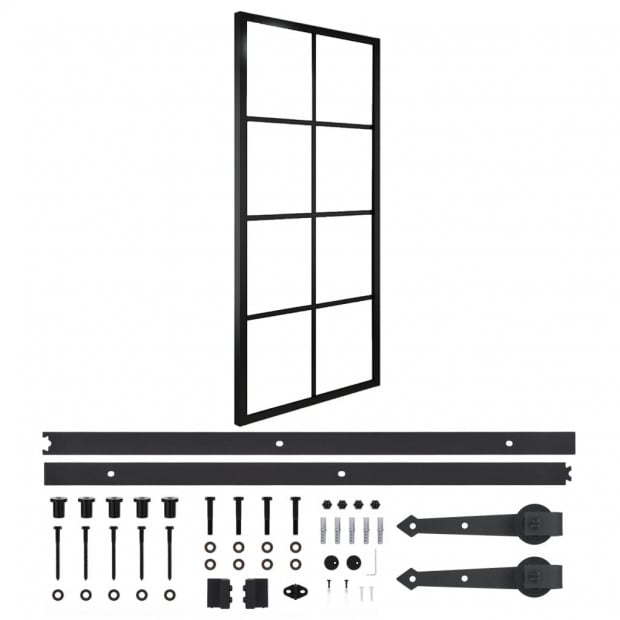 Sliding Door Aluminium And Esg Glass With Hardware 76x205cm