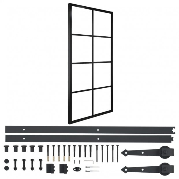 Sliding Door Aluminium And Esg Glass With Hardware 90x205cm