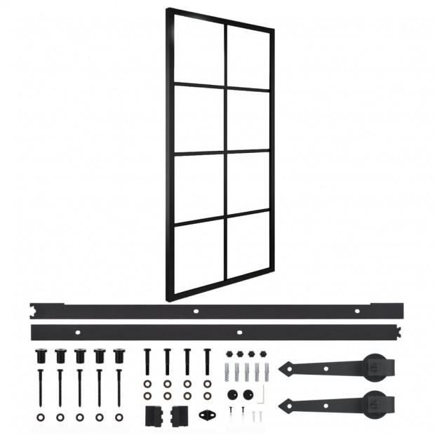 Sliding Door Aluminium And Esg Glass With Hardware 90x205cm