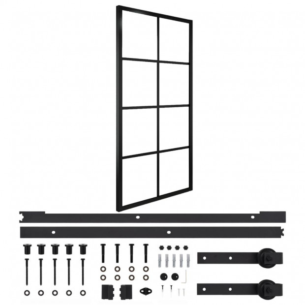 Sliding Door Aluminium And Esg Glass With Hardware 90x205cm