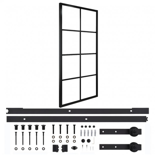 Sliding Door Aluminium And Esg Glass With Hardware 90x205cm