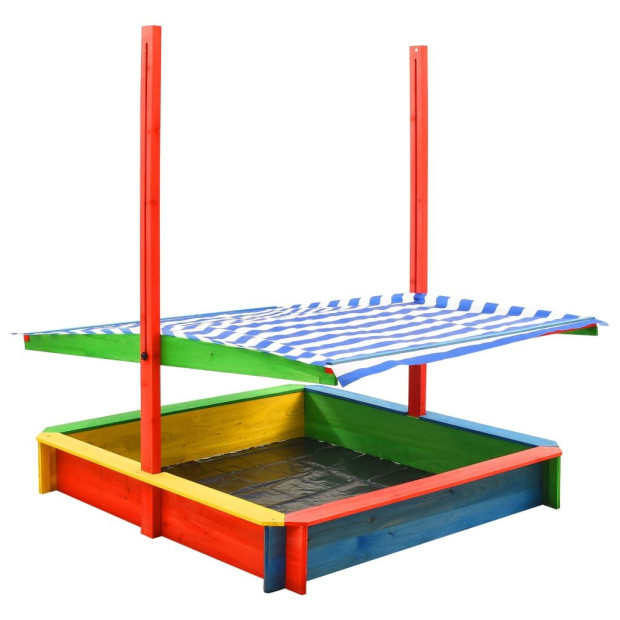 Sandbox With Adjustable Roof Fir Wood Multicolour Uv50 Image 3