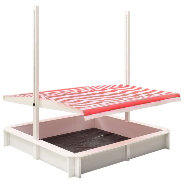 Sandbox With Adjustable Roof Fir Wood White And Red Uv50 Image 2