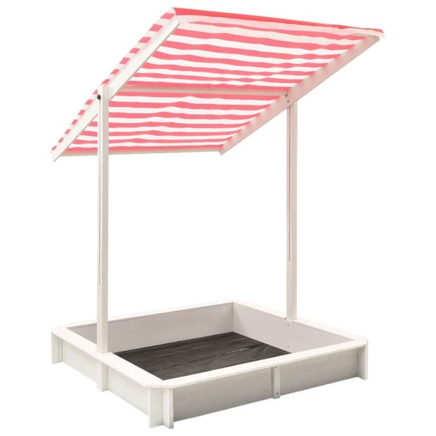 Sandbox With Adjustable Roof Fir Wood White And Red Uv50 Image 3