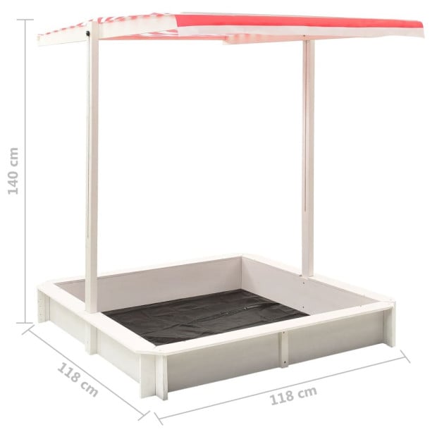 Sandbox With Adjustable Roof Fir Wood White And Red Uv50 Image 7