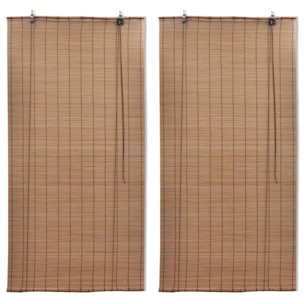Bamboo Roller Blinds 2 Pcs Brown 120 X 220 Cm