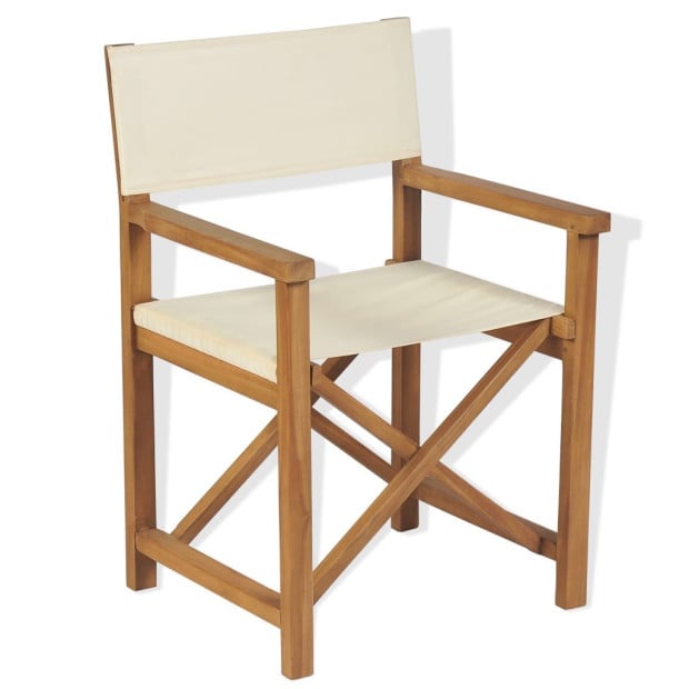 Folding Directors Chairs 2 Pcs Solid Teak Wood Image 2