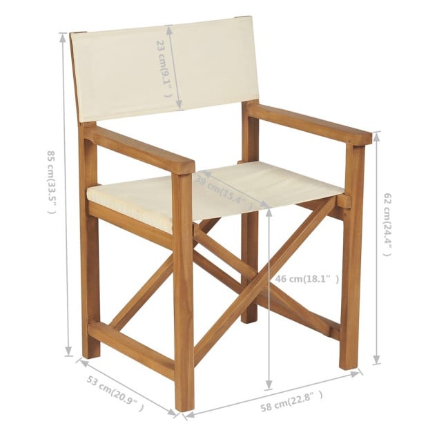 Folding Directors Chairs 2 Pcs Solid Teak Wood Image 11