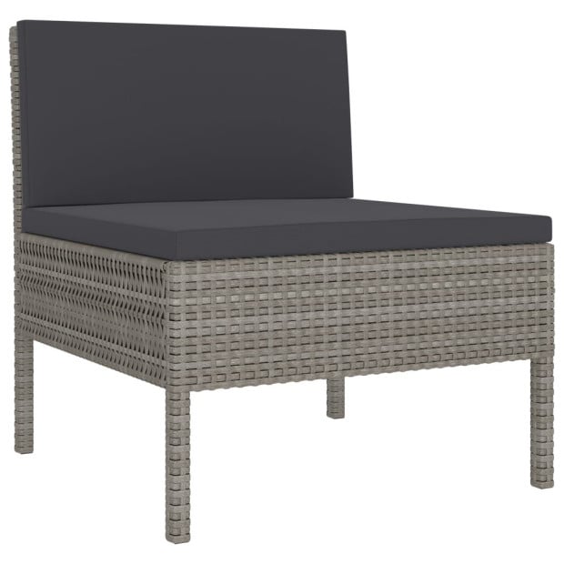 6 Piece Lounge Set With Cushions Poly Rattan Grey Image 4