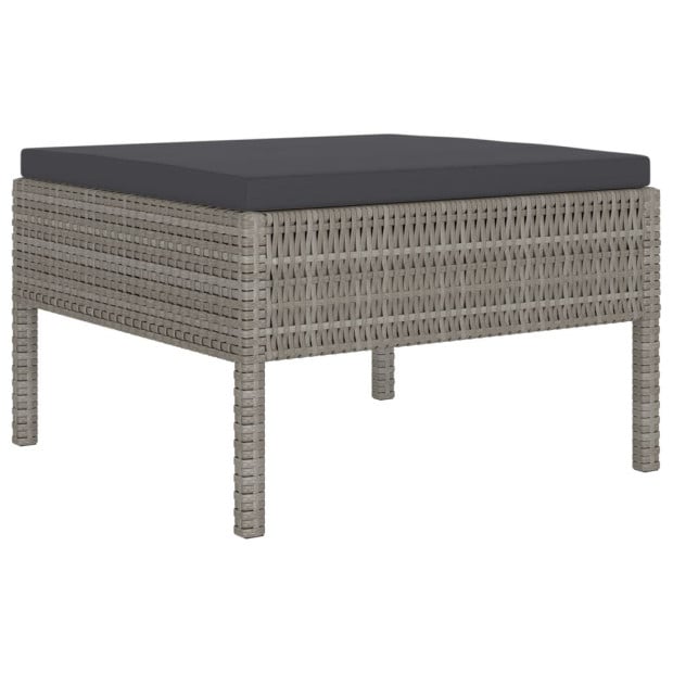6 Piece Lounge Set With Cushions Poly Rattan Grey Image 5
