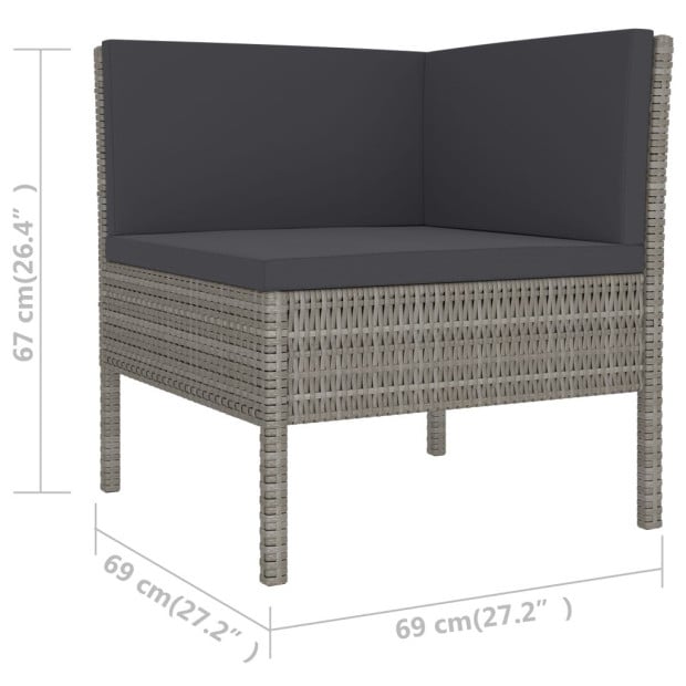 6 Piece Lounge Set With Cushions Poly Rattan Grey Image 6