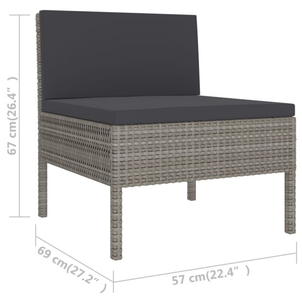 6 Piece Lounge Set With Cushions Poly Rattan Grey Image 7